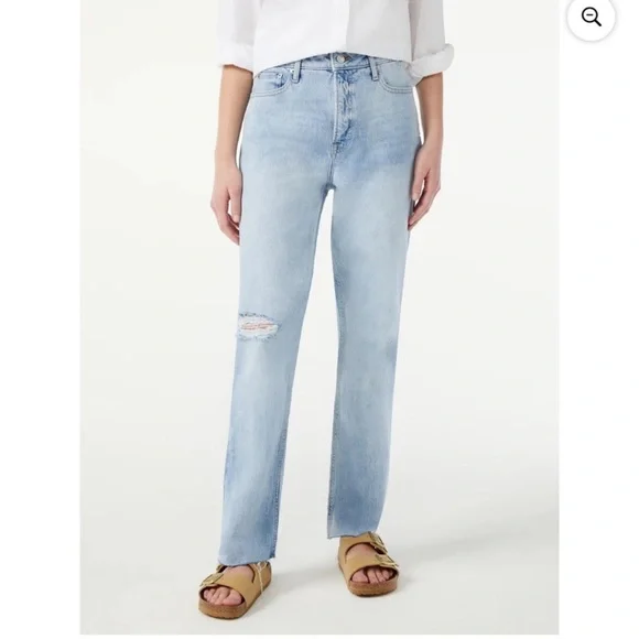 FREE ASSEMBLY Super High Rise Straight Jean Light Wash Women’s Jeans 10 - Picture 2 of 16